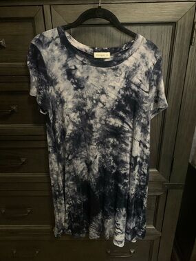 Ginger G Blue and White Tie-Dye Midi Dress